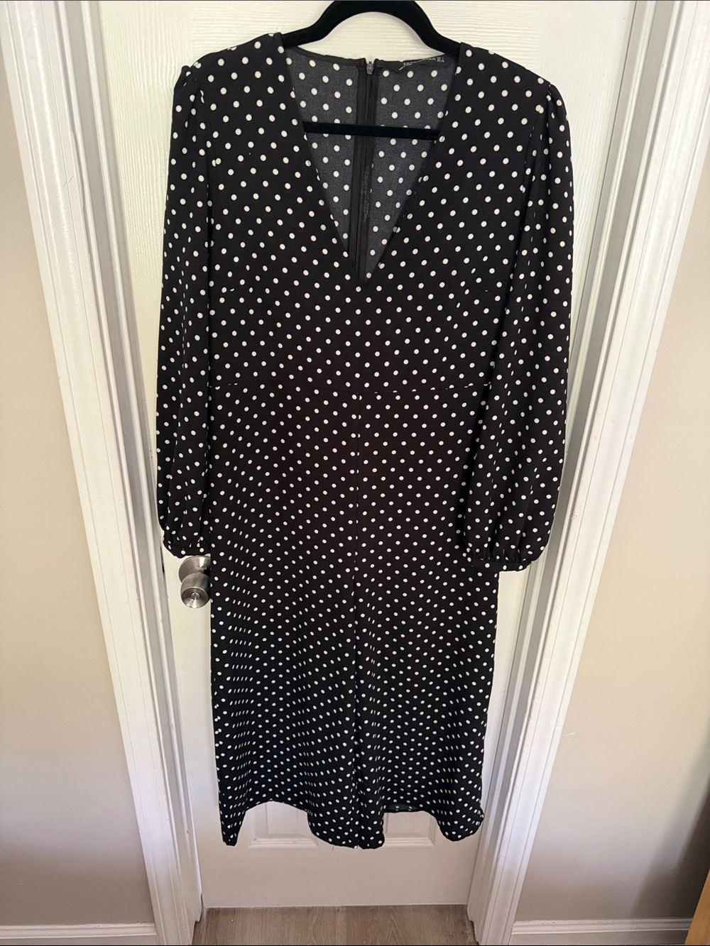 Zara Black Polka Dot Jumpsuit with V-Neck